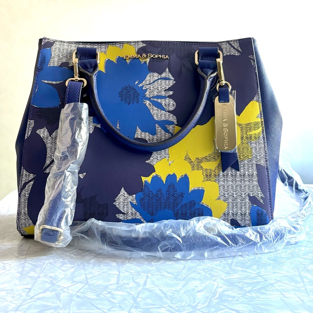 NEW Emma & Sophia Saffiano Leather Floral Purse